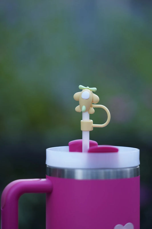 Yellow Puppy Straw Charm