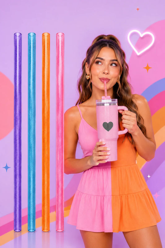 Charm'D AF Pastel Reusable Straws Set (Pack of 4)