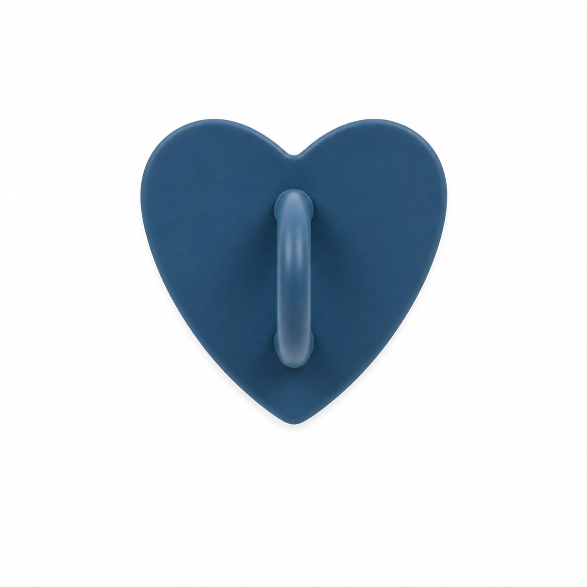 Cool blue heart-shaped stick-on charm hook on a white background