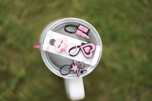Pink Glam Dreams Straw Charm Collection