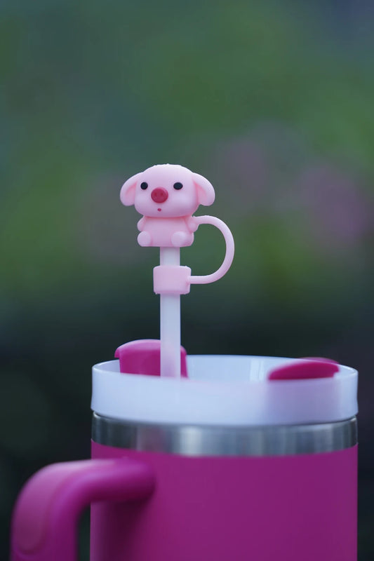 Pink Piggy Straw Charm