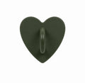 Forest green heart-shaped stick-on charm hook on a white background