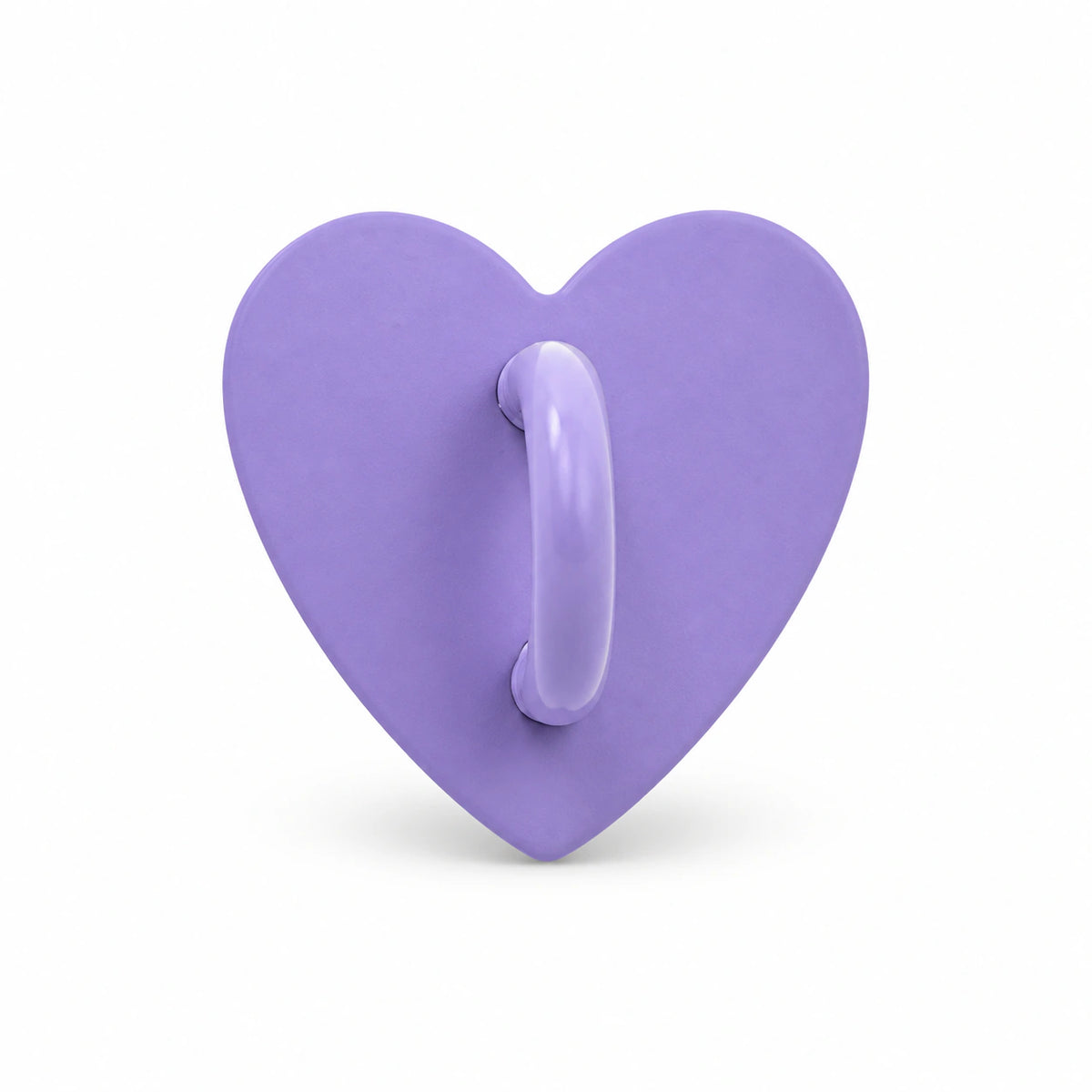 Lavender heart-shaped stick-on charm hook on a white background