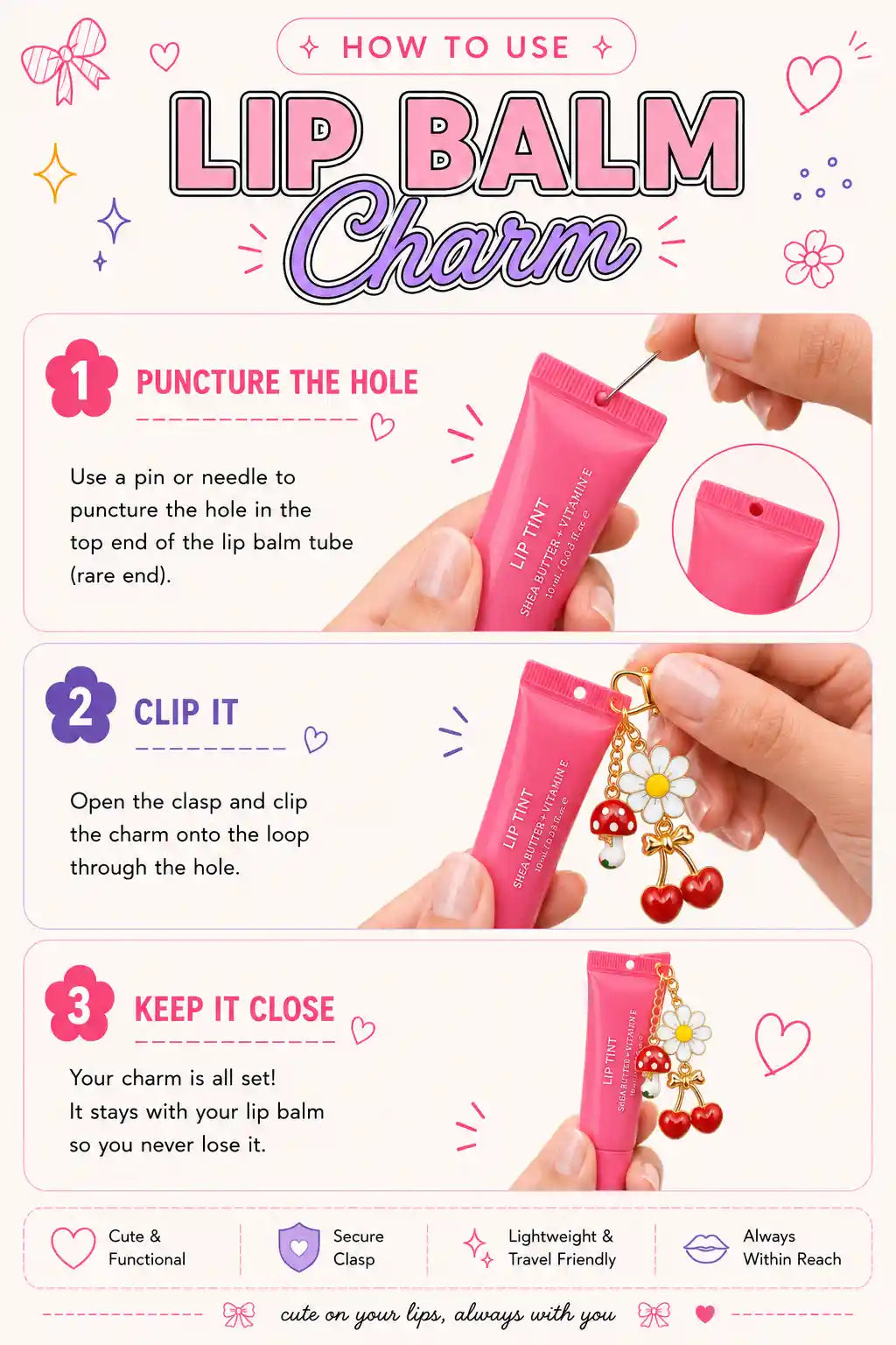 🍒Cherry Daisy Lip Balm Charm