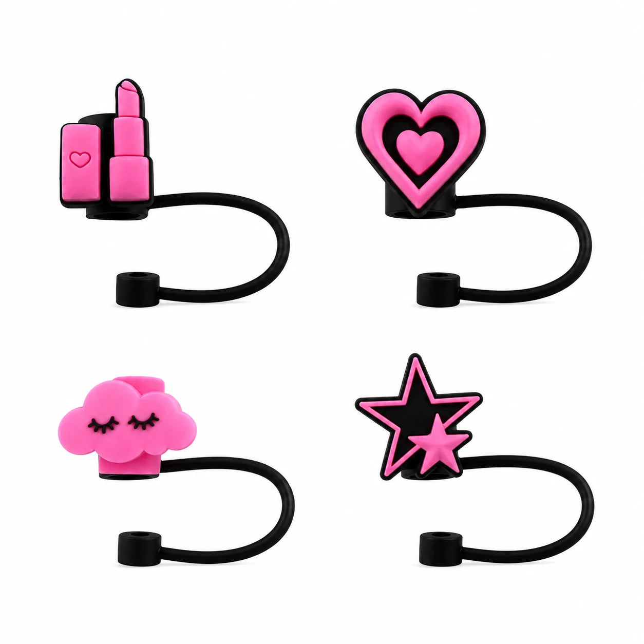 Pink Glam Dreams Straw Charm Collection