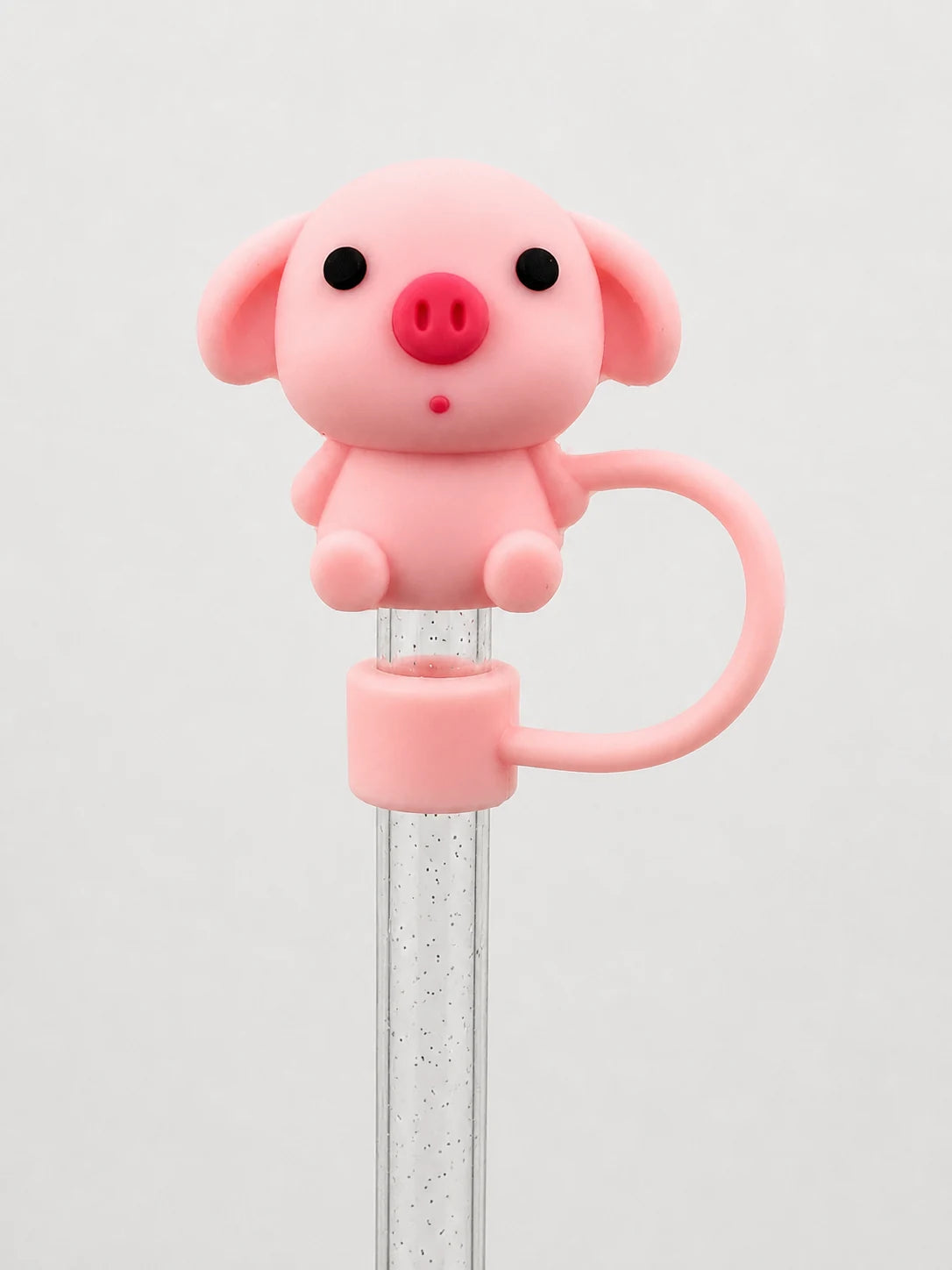 Pink Piggy Straw Charm