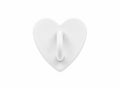 White heart-shaped stick-on charm hook on a white background