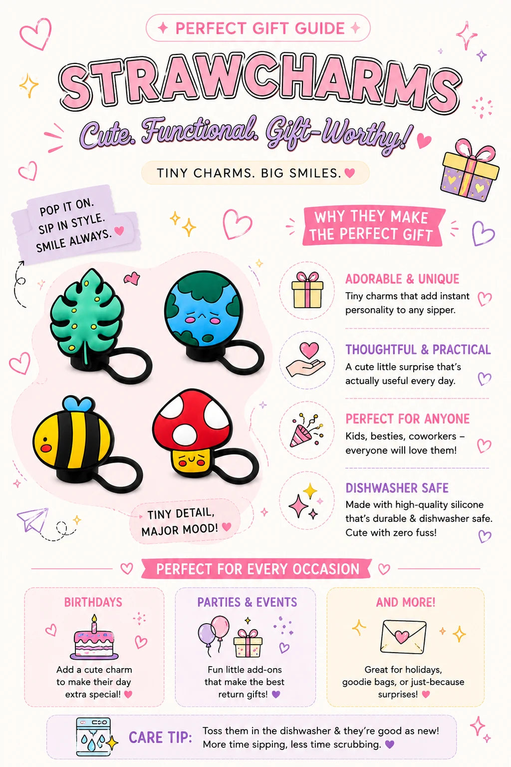 Bunny Donut Straw Charm