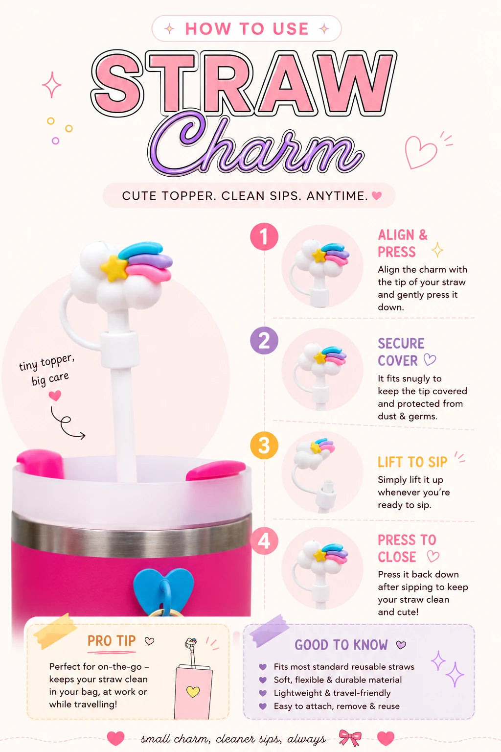 Bunny Donut Straw Charm