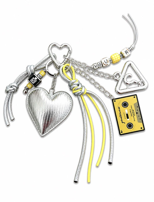 💛 Chrome Pop Drop – Heart Bag Charm