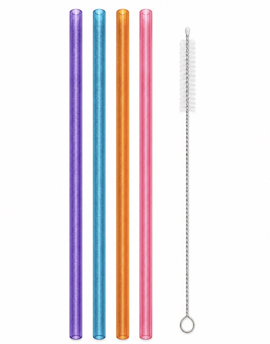 Charm'D AF Pastel Reusable Straws Set (Pack of 4)
