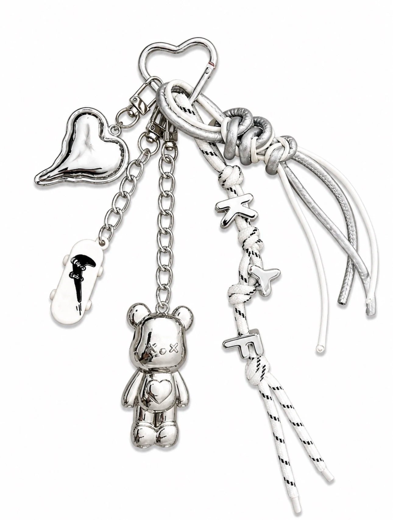 🩶 Chrome Crush Drop – Teddy Bag Charm