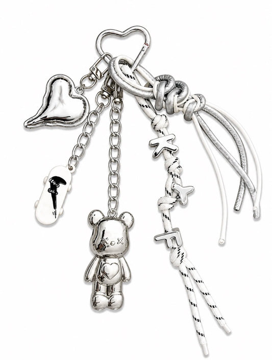 🩶 Chrome Crush Drop – Teddy Bag Charm
