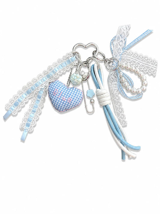 🎀 Baby Blue Drop – Heart Bag Charm