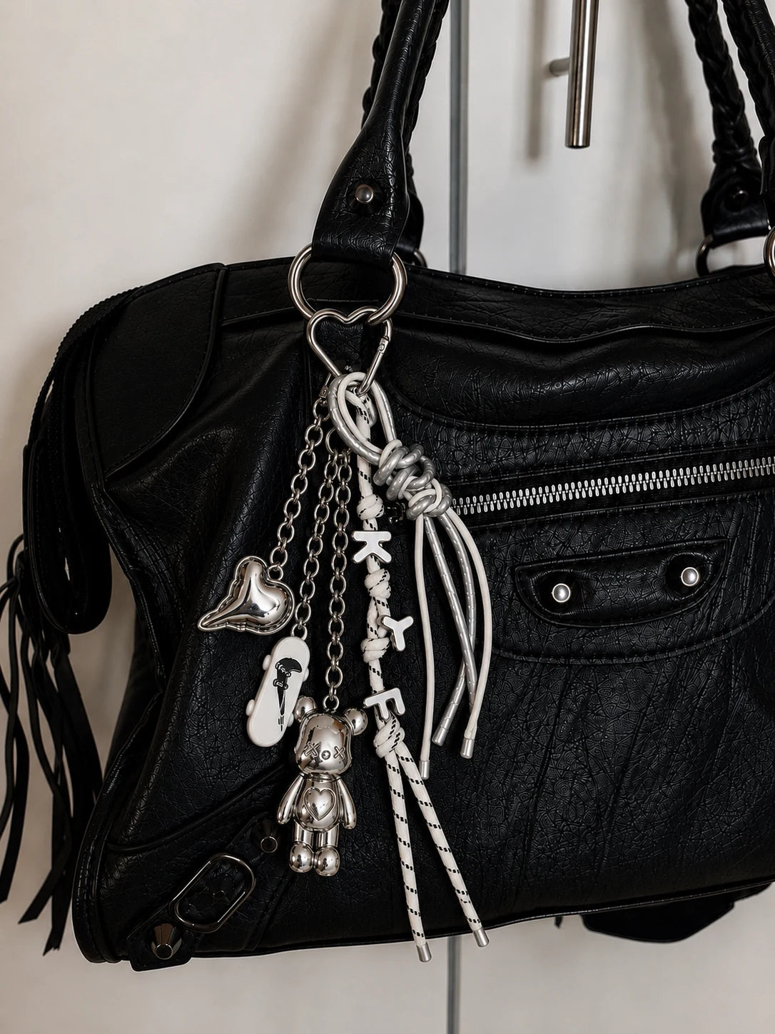 🩶 Chrome Crush Drop – Teddy Bag Charm