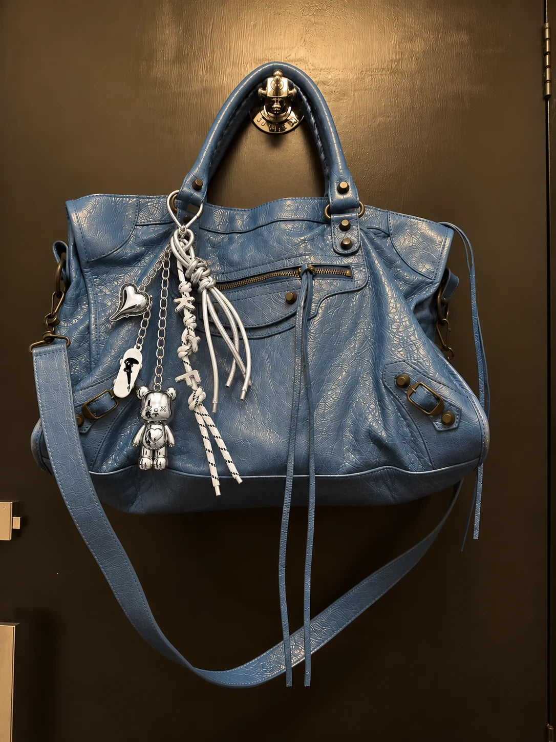 🩶 Chrome Crush Drop – Teddy Bag Charm