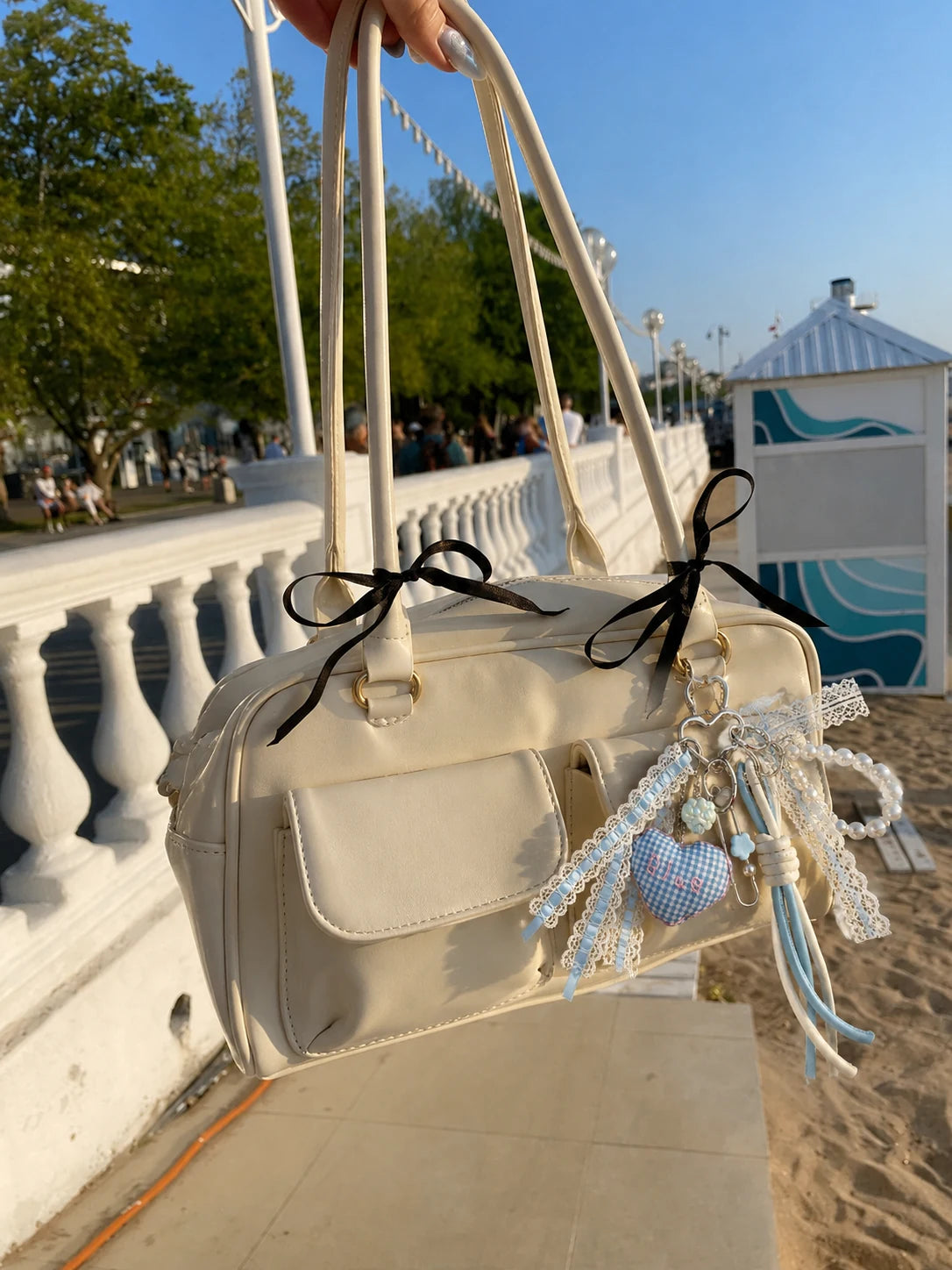 🎀 Baby Blue Drop – Heart Bag Charm