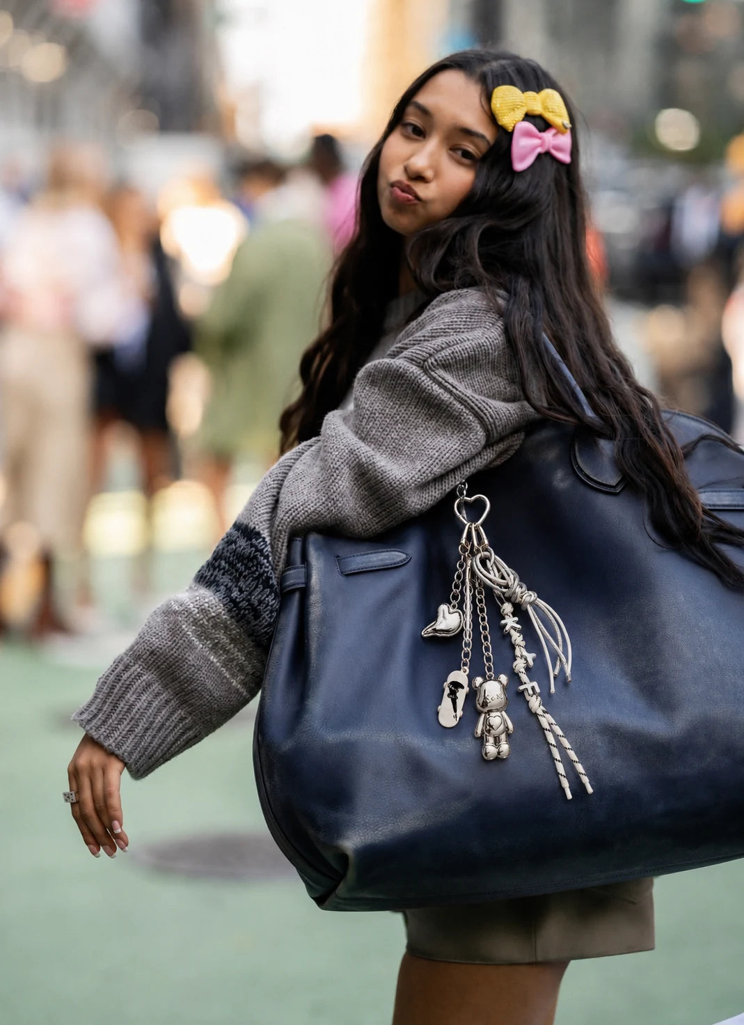 🩶 Chrome Crush Drop – Teddy Bag Charm