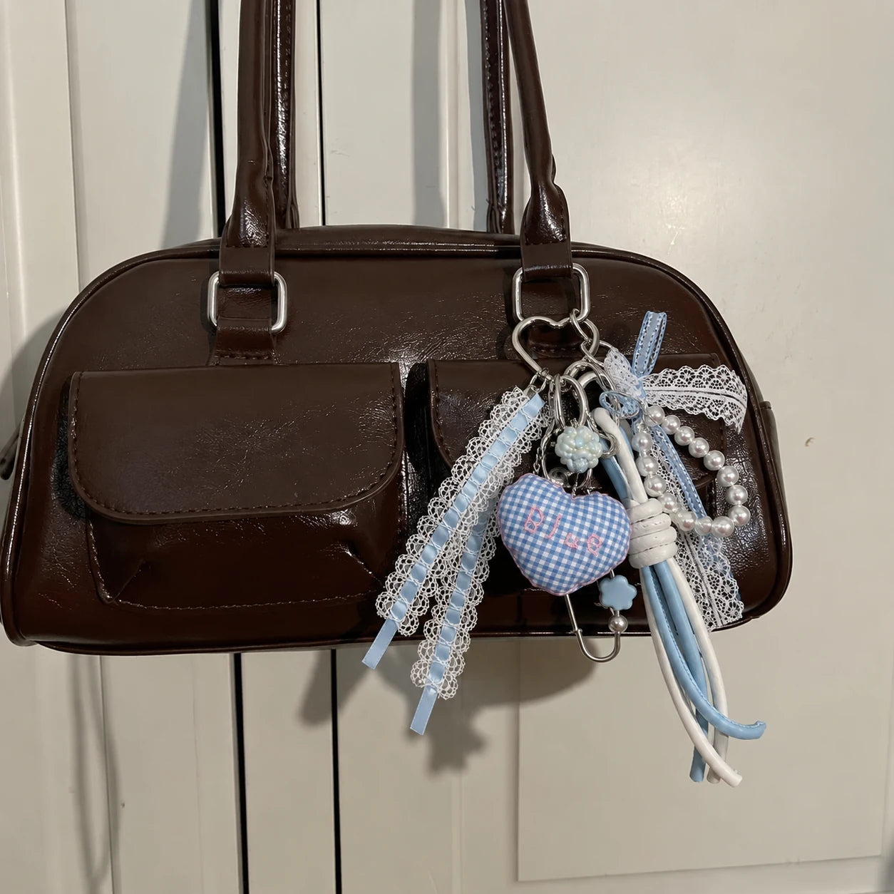 🎀 Baby Blue Drop – Heart Bag Charm